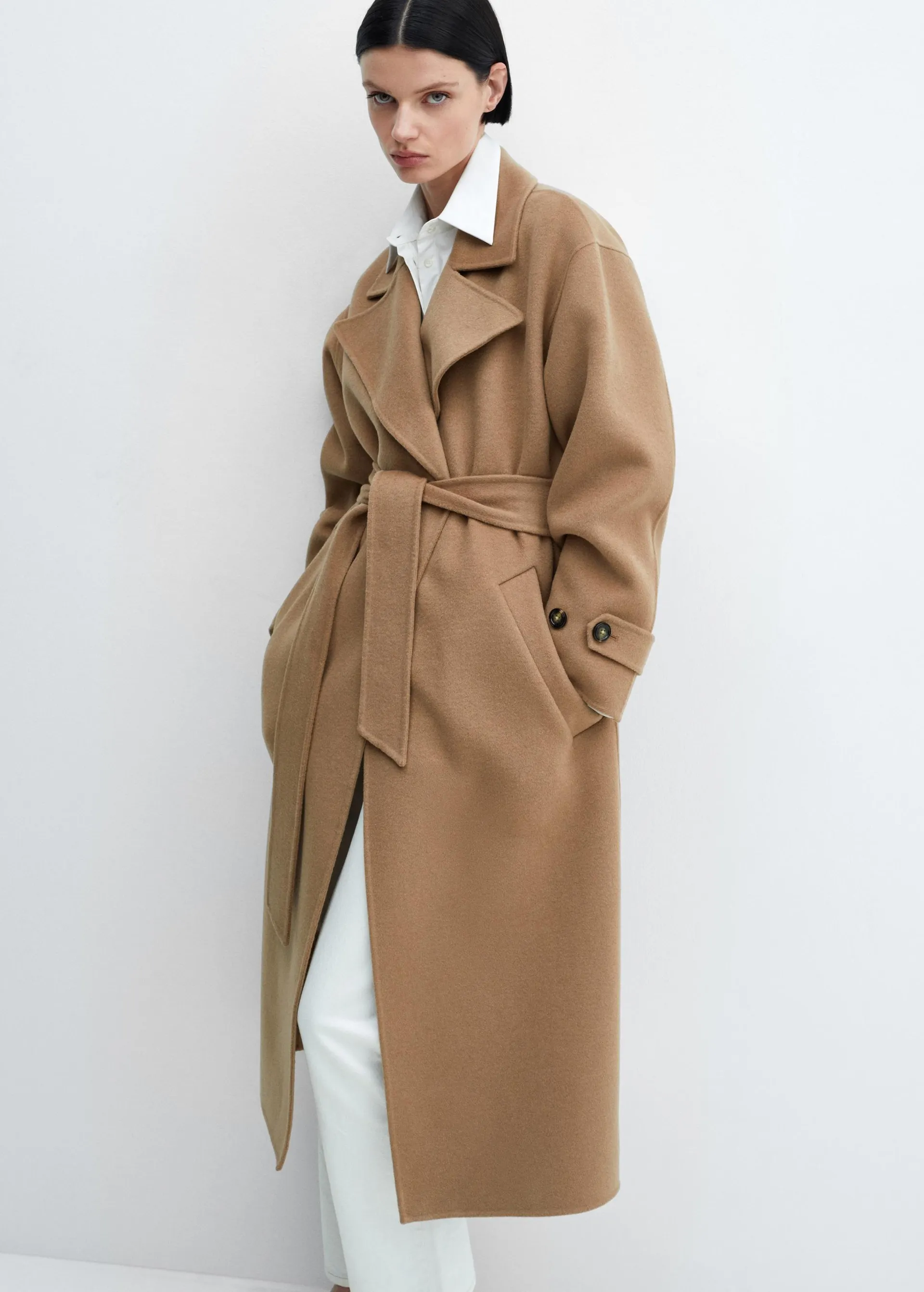 Abrigo lana cinturón