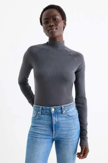 Long sleeve top - slim fit - ribbed
