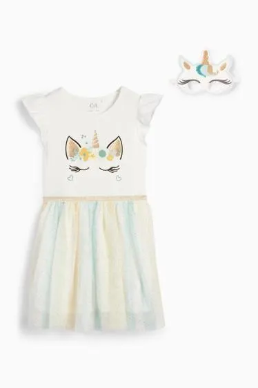 Unicorn - set - dress and mask - 2 piece
