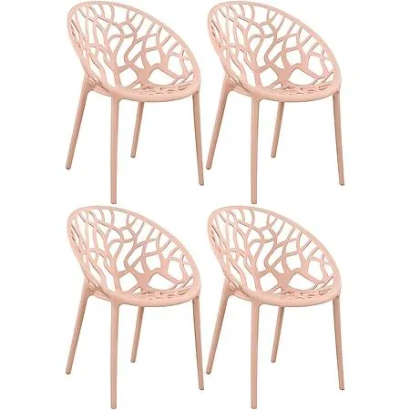 CLP Gartenstuhl 4er Set, stapelbar und wetterfest, modern mit nicht verstellbaren Armlehnen, Gestell Kunststoff, Hope