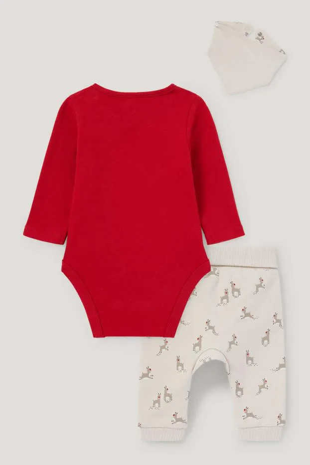 Rendier - babyoutfit voor kerst - 3-delig