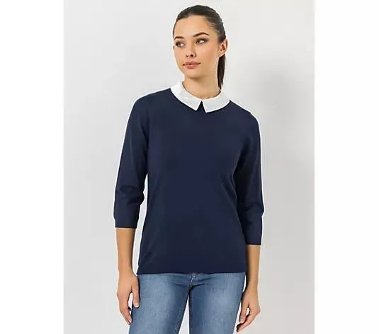 STEFFEN SCHRAUT Pullover Lausanne 3/4 Arm abnehmbarer Kragen figurumspielend