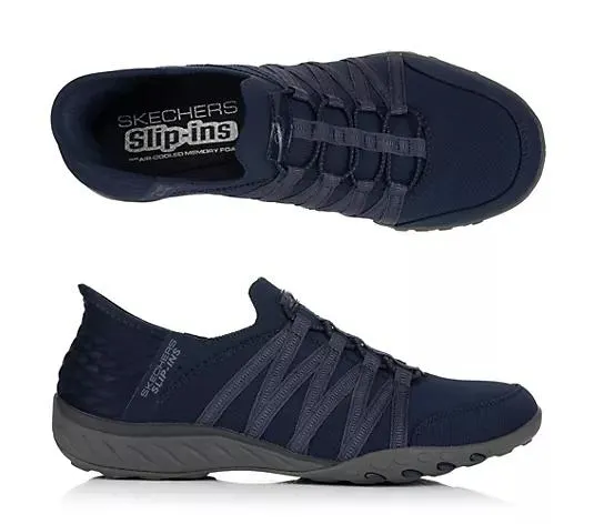 SKECHERS Damen-Slipper Breathe-Easy Fersenkissen Materialmix