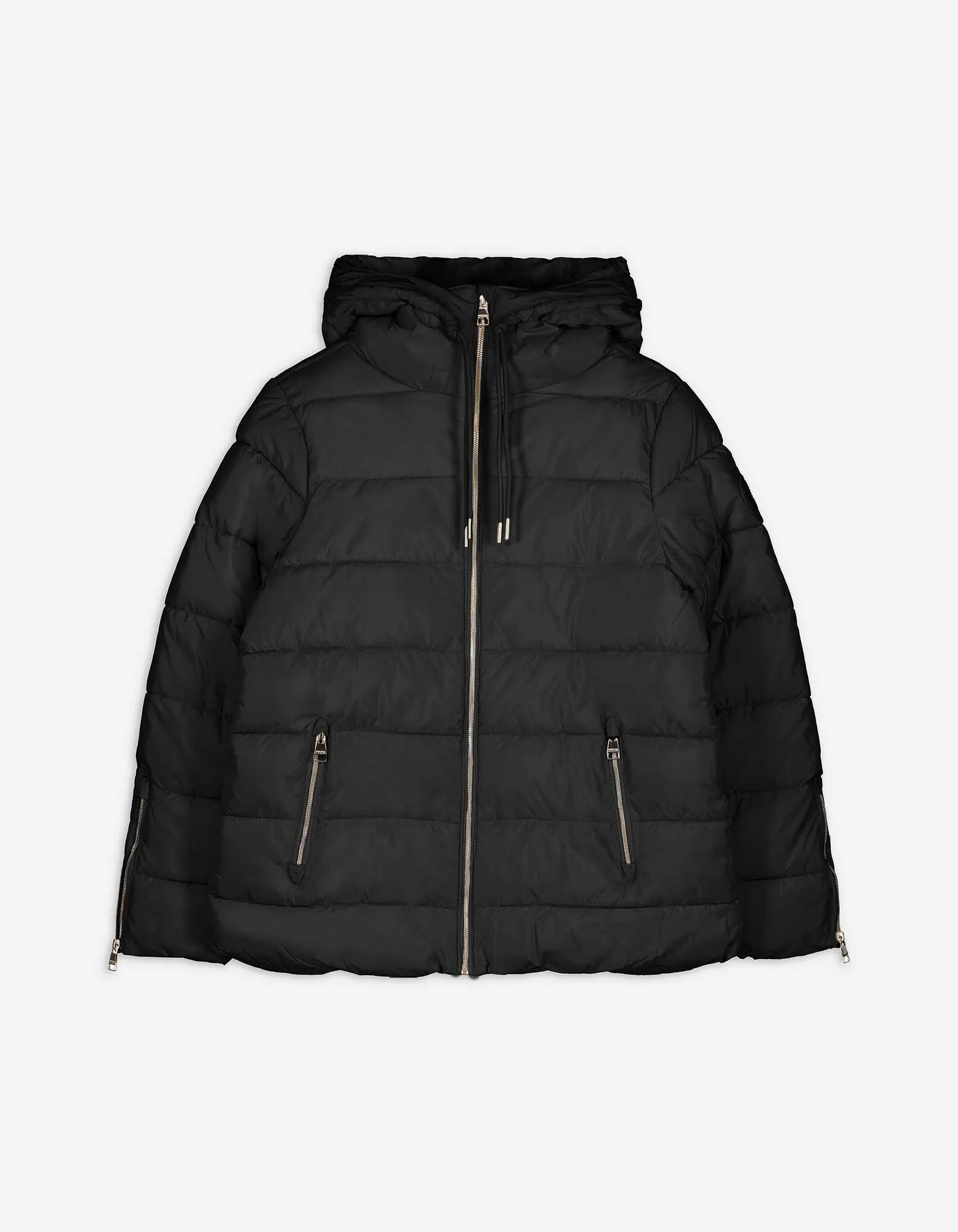 Steppjacke - Tunnelzug am Saum - schwarz