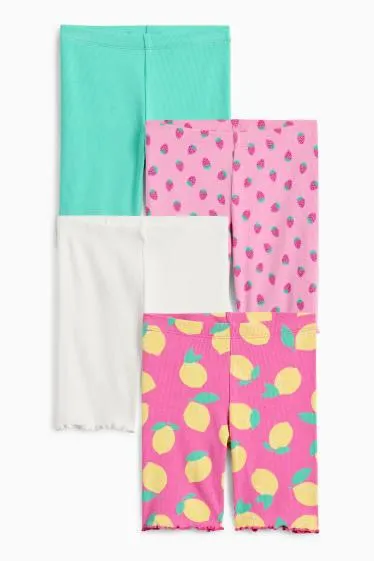Multipack of 4 - strawberries and lemons - cycling shorts - ribbed