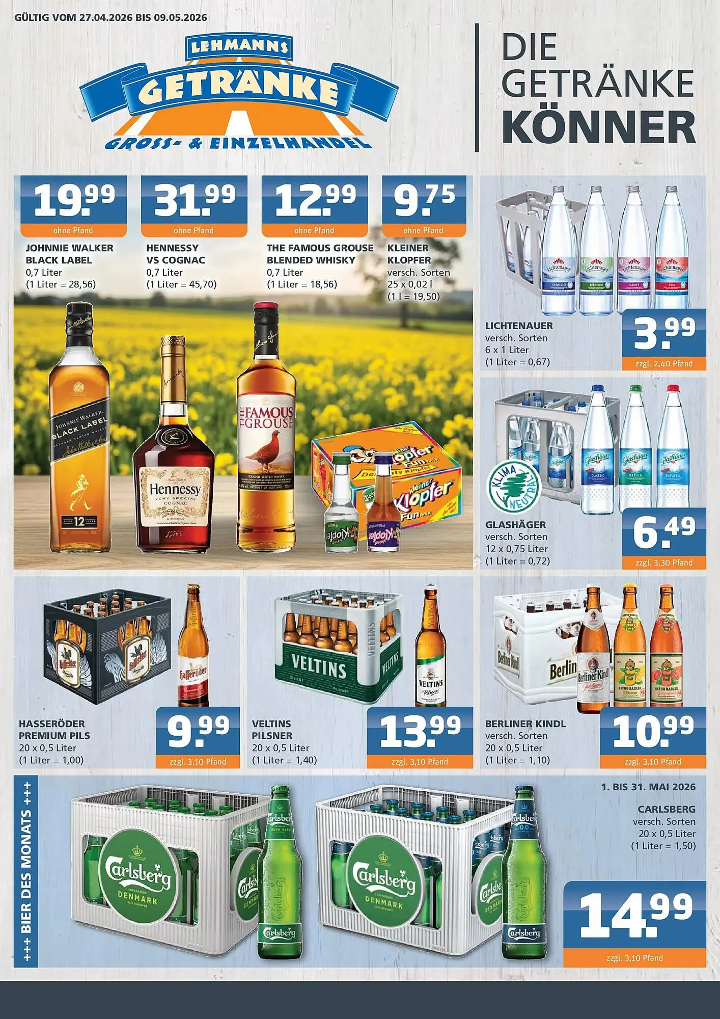 Getränke Lehmann Prospekt von 26. April bis 9. Mai 2026 - Prospekt seite 1