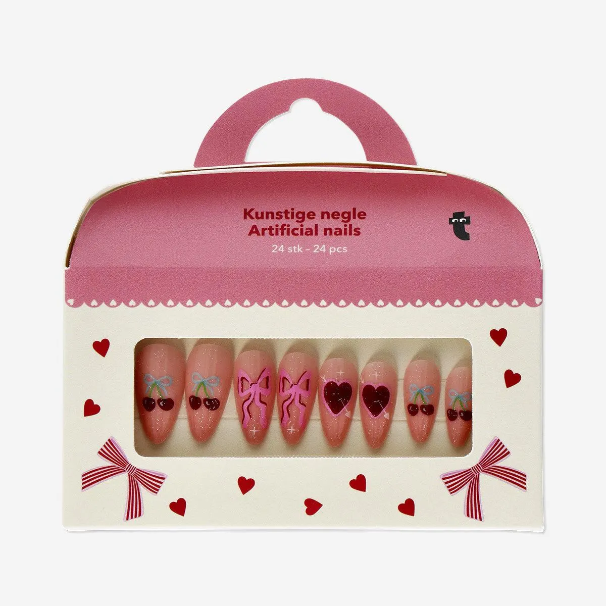 Artificial nails set - Hearts and bows
