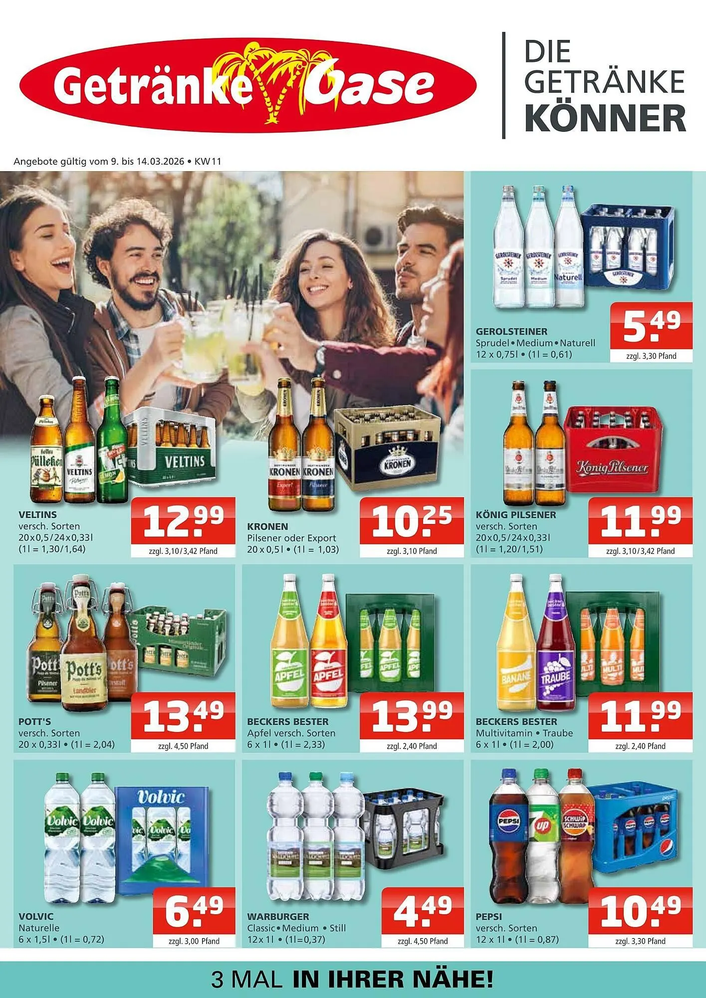 Getränke Oase Prospekt von 9. März bis 14. März 2026 - Prospekt seite 1