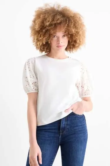 T-shirt - broderie anglaise