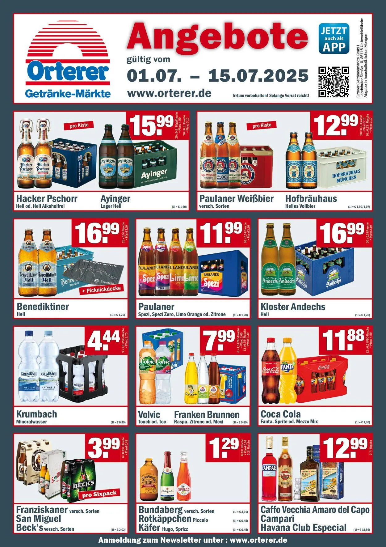Orterer Getränkemärkte von 1. Juli bis 16. Juli 2025 - Prospekt seite 1