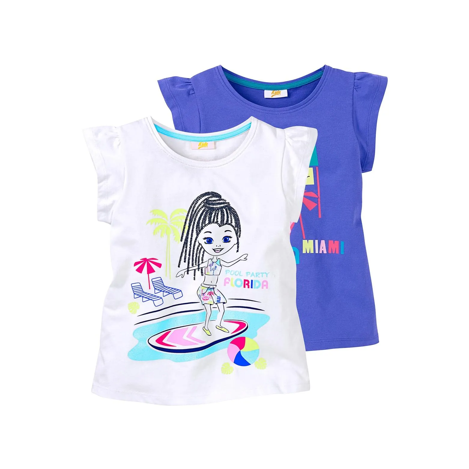 Kinder-Mädchen-T-Shirt aus Baumwolle, 2er-Pack