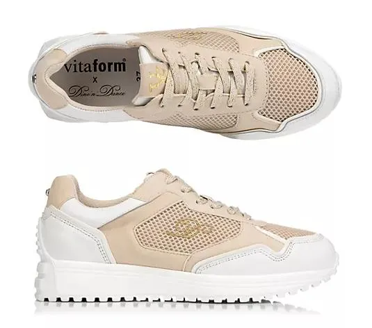 DINE 'N' DANCE Damen- Sneaker Leder/ Textil Schnürung Profilsohle