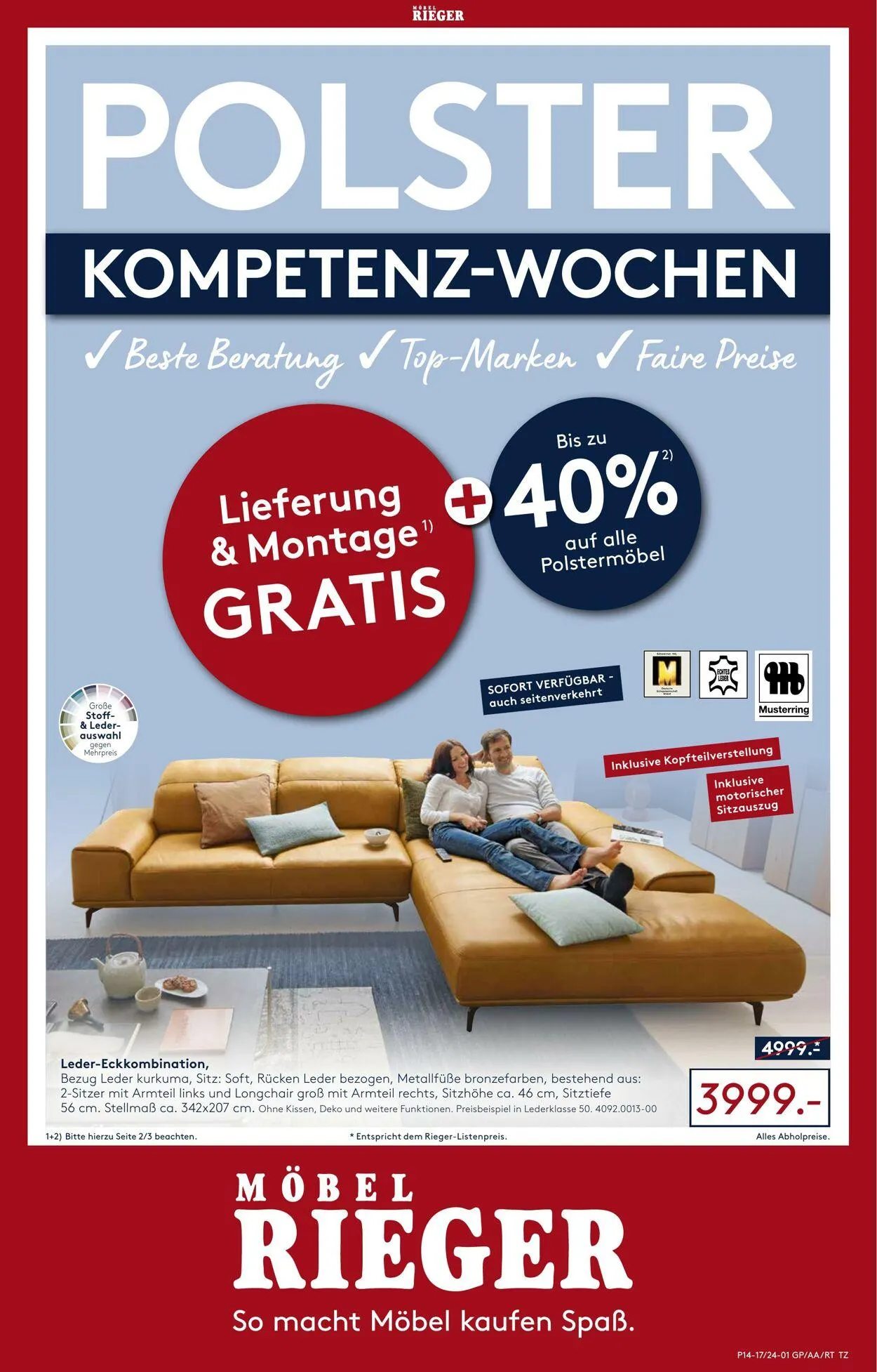 Möbel Rieger Aktueller Prospekt von 19. November bis 3. Dezember 2025 - Prospekt seite 1