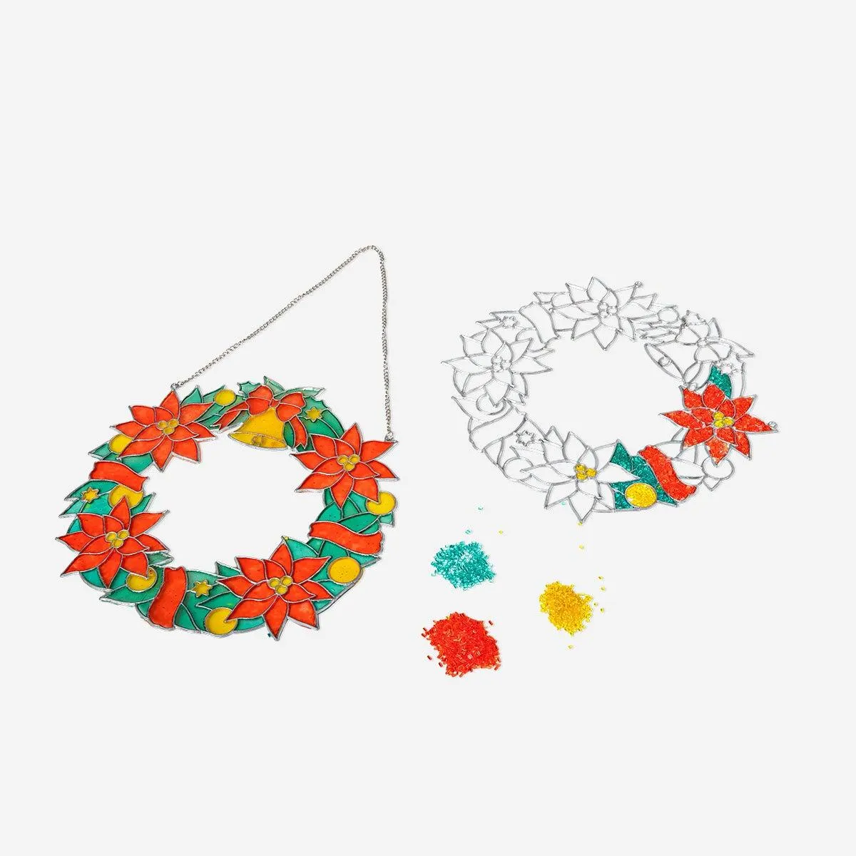 DIY stained glass hanging wreath