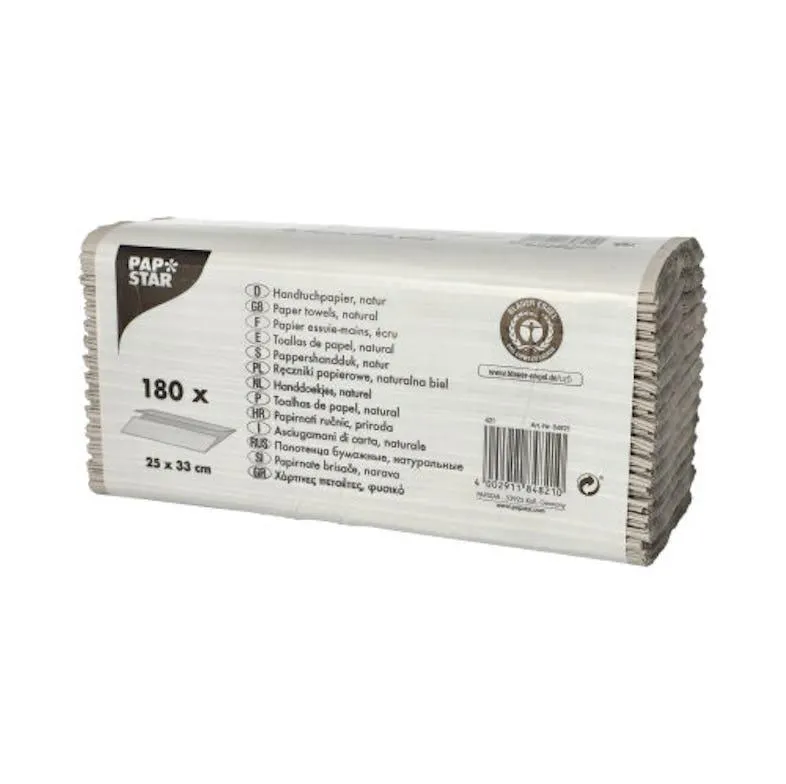 PAPSTAR 180 Blatt Handtuchpapier C-Falz 31 cm x 25 cm natur 1-lagig