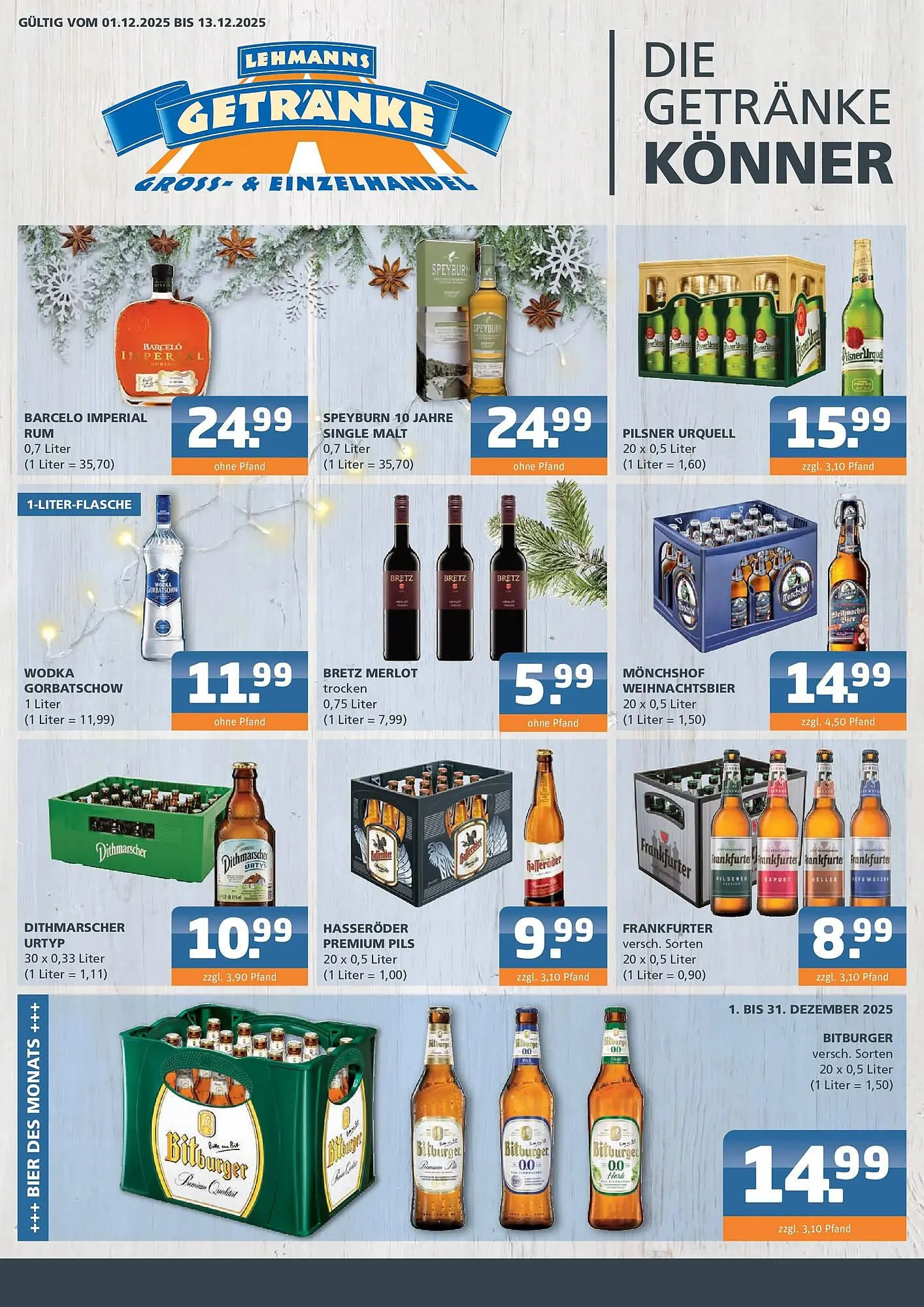 Getränke Lehmann Prospekt von 30. November bis 13. Dezember 2025 - Prospekt seite 1