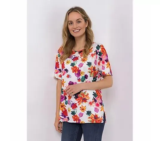 IN-PRINT Shirt 1/2-Arm Rundhalsausschnitt Blumendruck