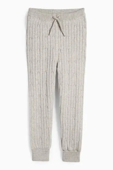 Thermal knitted joggers - cable knit pattern