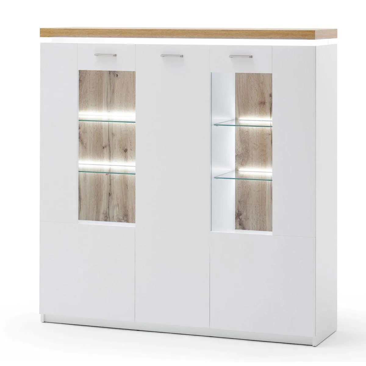 Highboard AARON 138 cm weiß/ braun