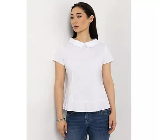 STEFFEN SCHRAUT Bluse, Flügelärmel weiter Blusenkragen Volant am Saum figurbetont