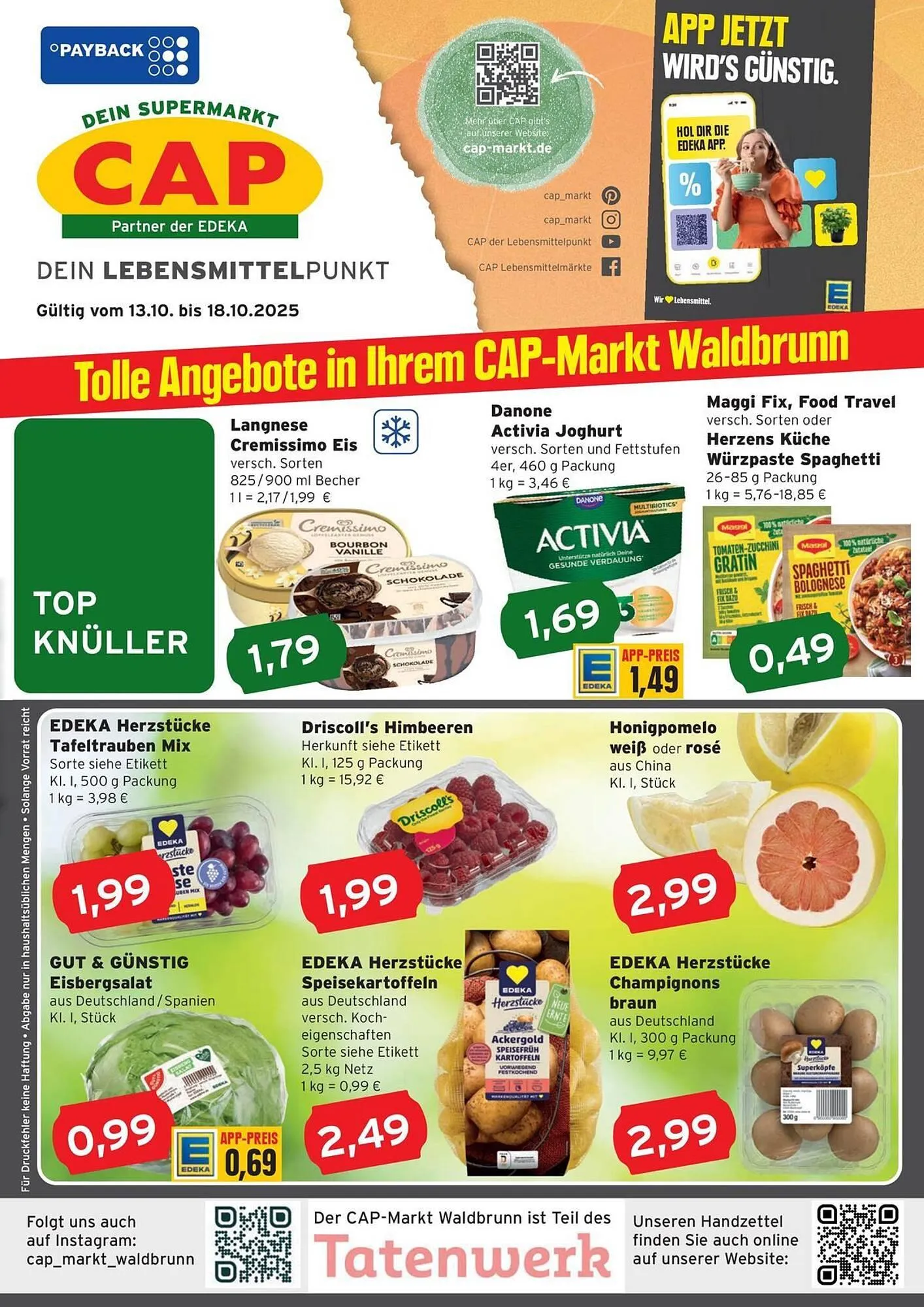 CAP Markt Prospekt von 13. Oktober bis 18. Oktober 2025 - Prospekt seite 1