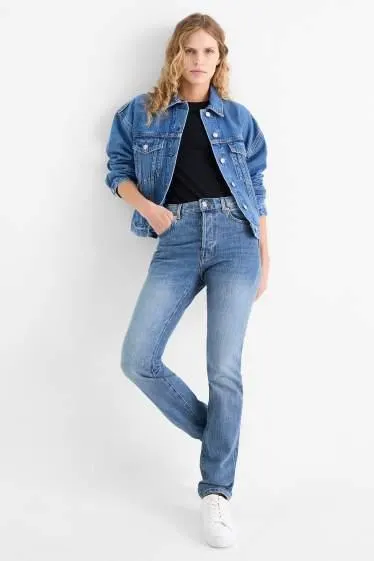 Vintage straight jeans - mid-rise waist - LYCRA®