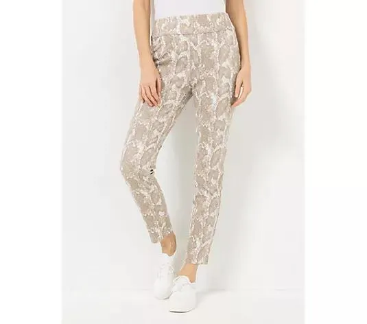 VIA MILANO Hose, 1/1-Länge gemustert schmale Passform Rundumdehnbund