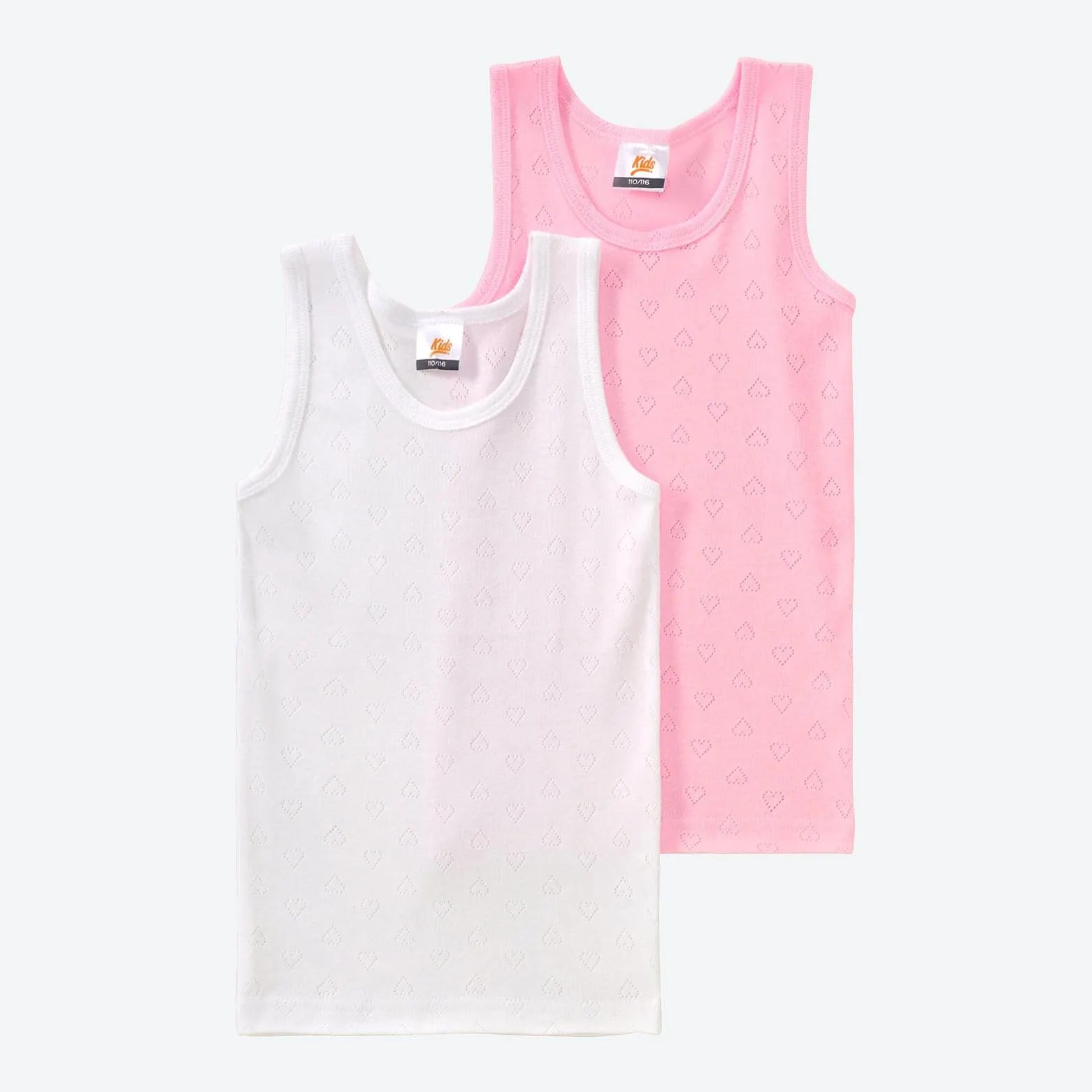 Kinder-Mädchen-Unterhemd aus Baumwolle, 2er-Pack