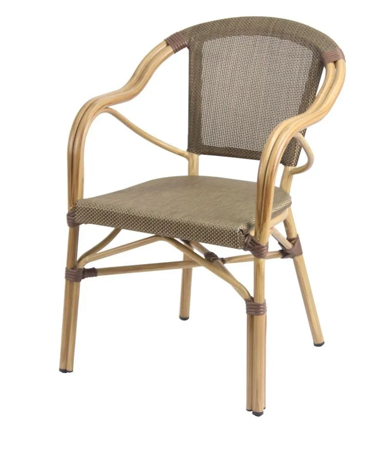 METRO PROFESSIONAL Lehnstuhl stapelbar Mesin, Aluminium /Netzstoff, 56 x 57 x 85 cm, braun