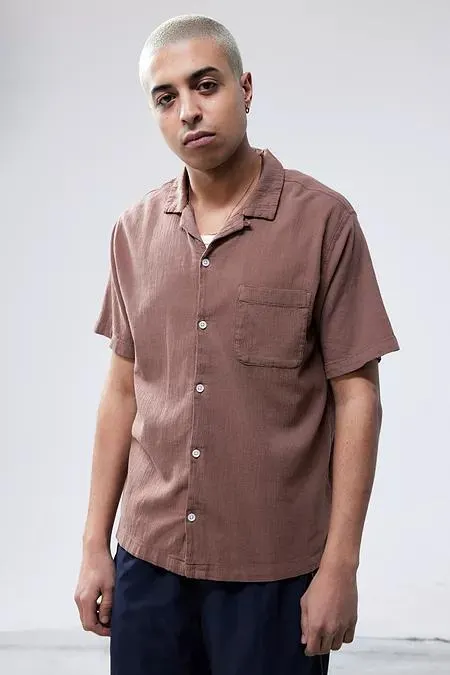 UO Brown Crinkle Shirt