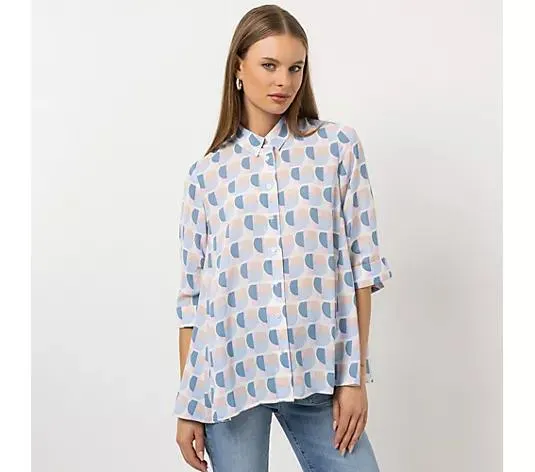 STEFFEN SCHRAUT Bluse Capri 3/4-Arm geraffter Ärmel leger weit