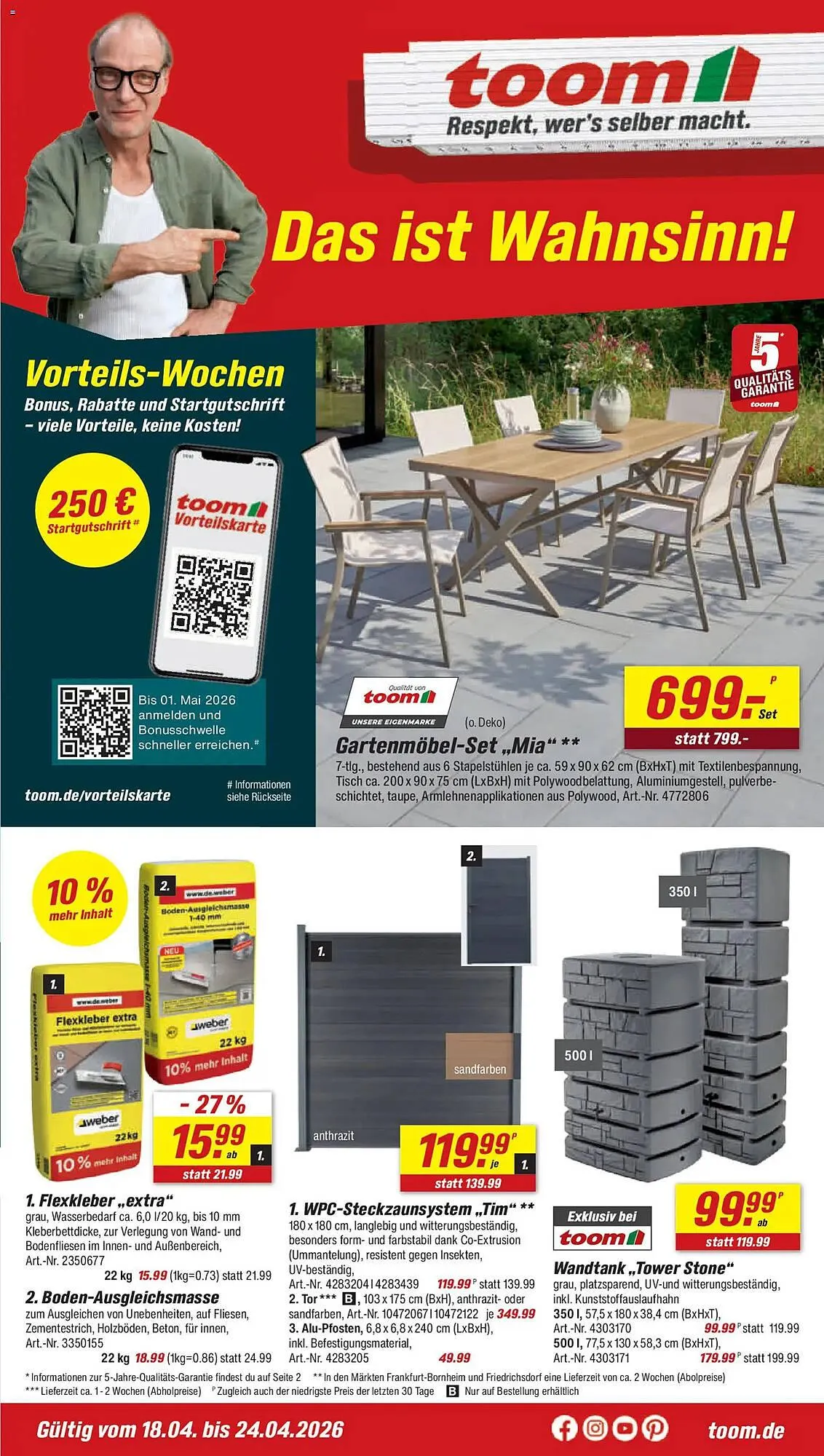 Toom Baumarkt Prospekt von 18. April bis 24. April 2026 - Prospekt seite 1