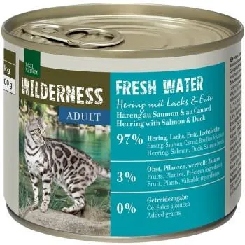 REAL NATURE WILDERNESS Adult Fresh Water, Hering mit Lachs und Ente 6x200 g