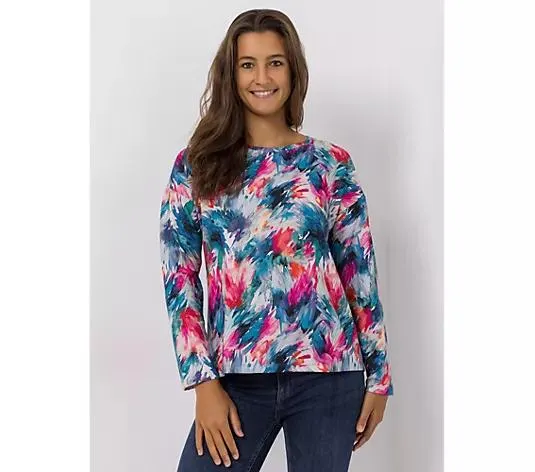 DINE 'N' DANCE Sweatshirt, 1/1-Arm Rundhalsausschnitt Allover-Druck leger weit