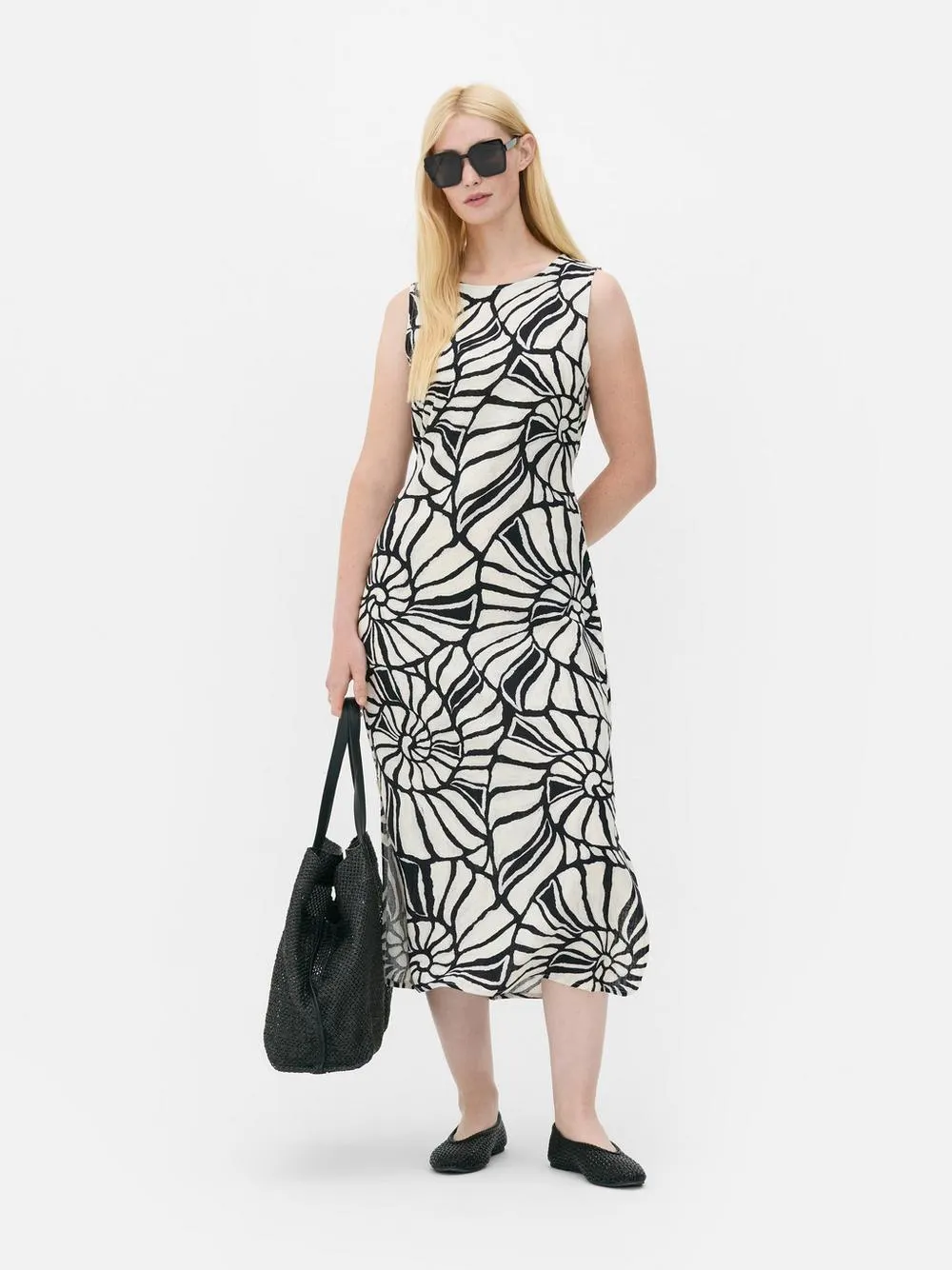 Midikleid mit Muschelprint