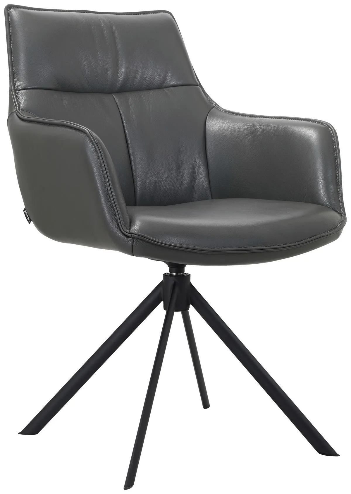 Novel ARMLEHNSTUHL in Eisen Echtleder pigmentiert