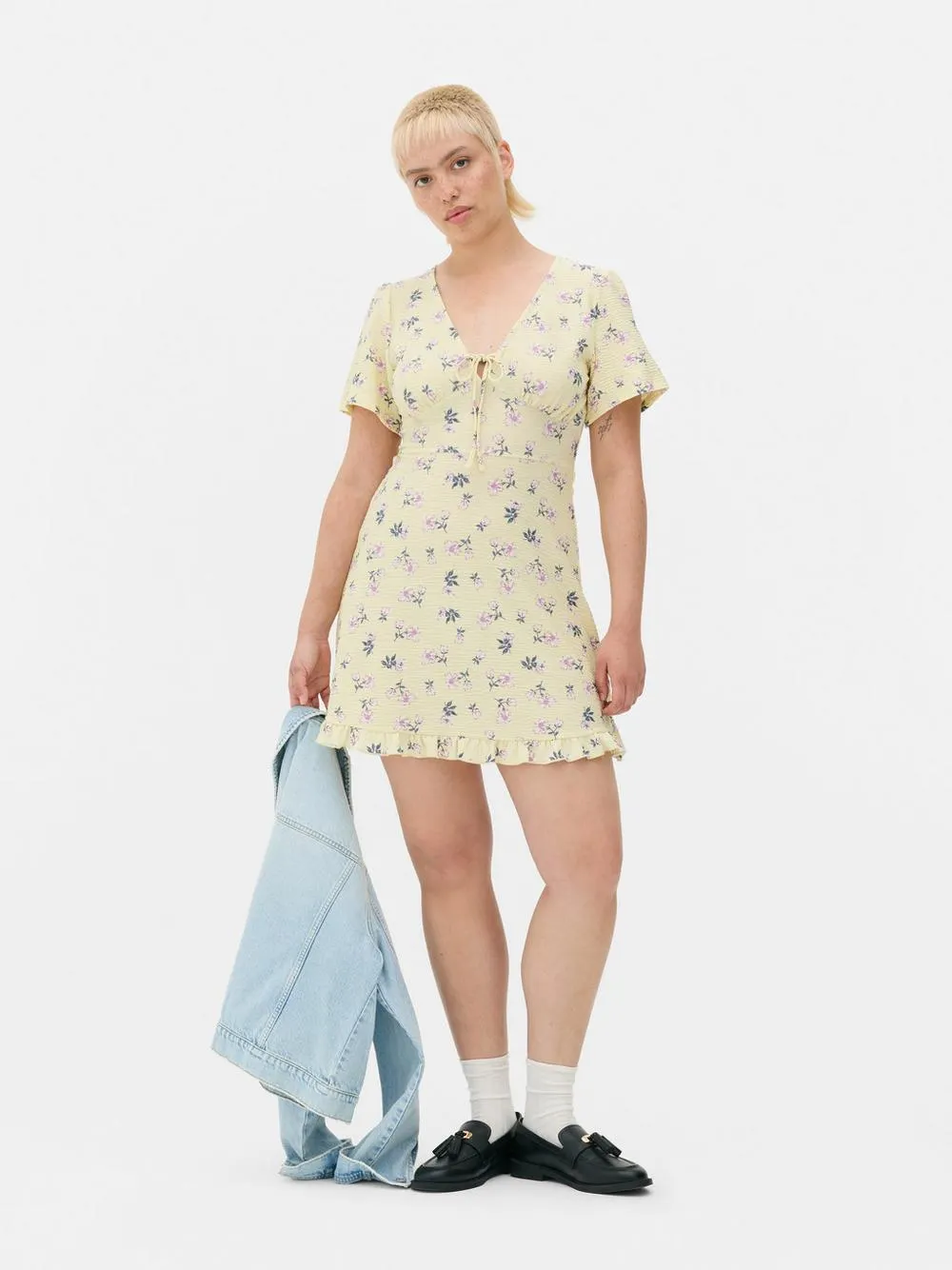 Bedrucktes Minikleid in Knitteroptik