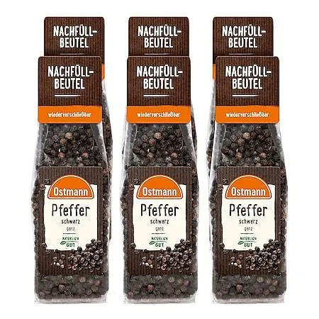 Ostmann Peffer schwarz ganz Nachfüllbeutel 50 g, 6er Pack