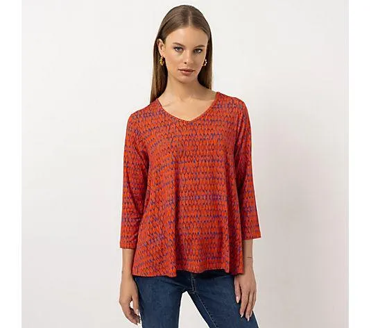 STEFFEN SCHRAUT Shirt, 3/4-Arm V-Ausschnitt Allover-Druck leger weit