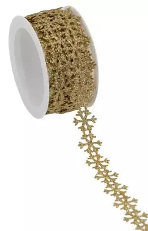 Glitzerband "Schneeflocke", gold, 20 mm, 5 m