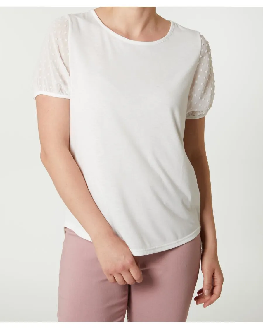 T-Shirt mit Chiffonärmeln