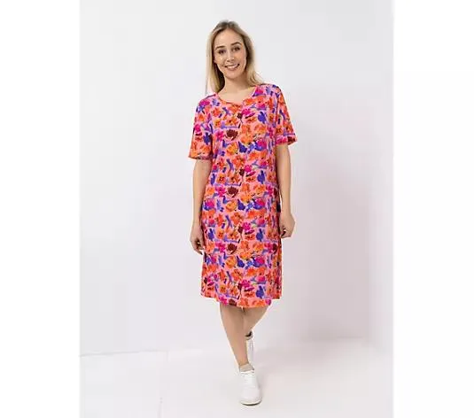 IN-PRINT Kleid 1/2-Arm Rundhalsausschnitt Blumendruck