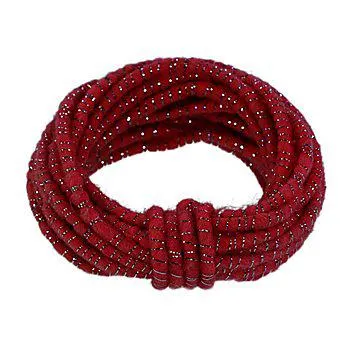 Wollkordel "Glimmer" mit Drahtkern, rot-silber, 5 mm Ø, 5 m
