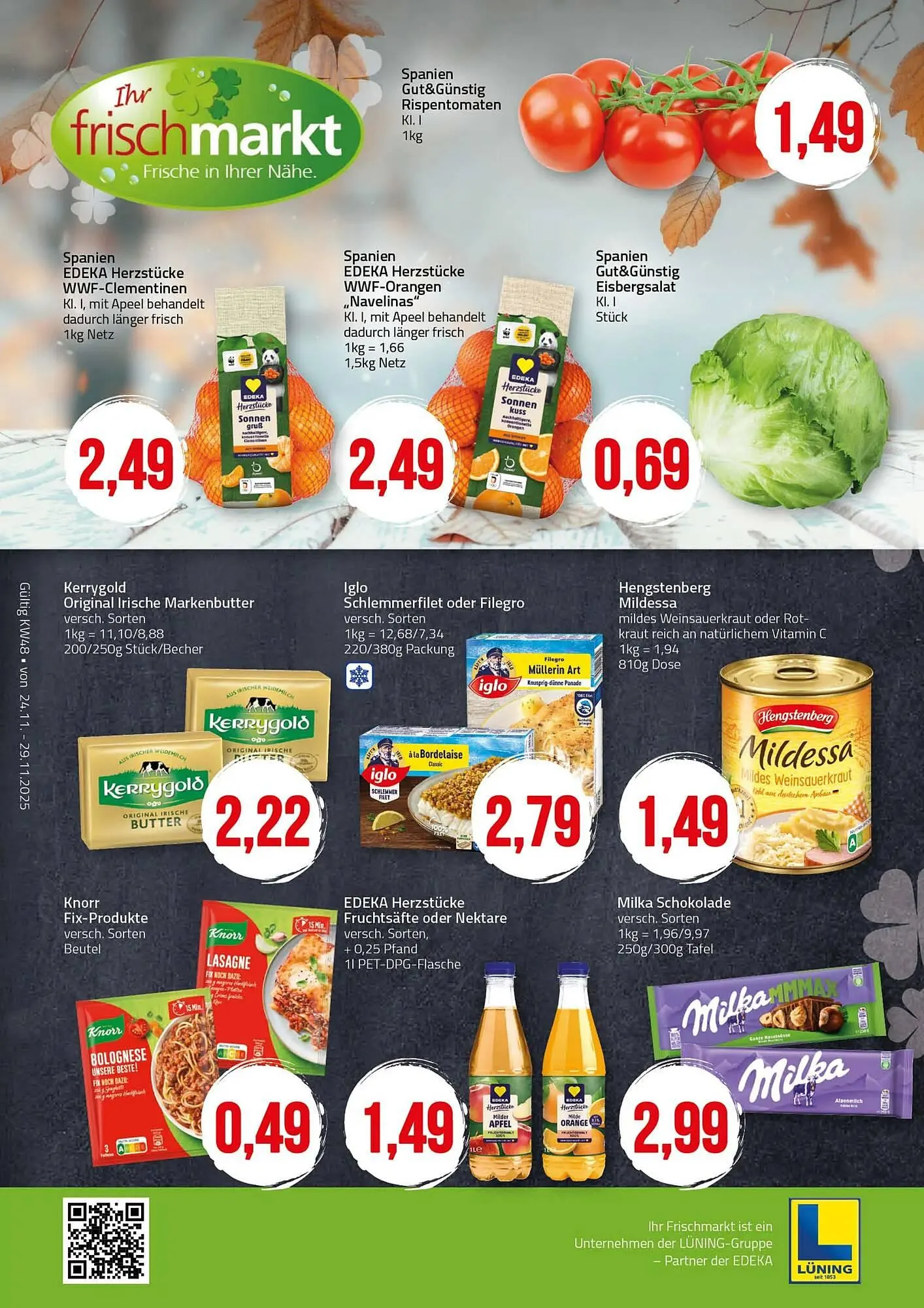 Ihr Frischmarkt Prospekt von 24. November bis 29. November 2025 - Prospekt seite 1