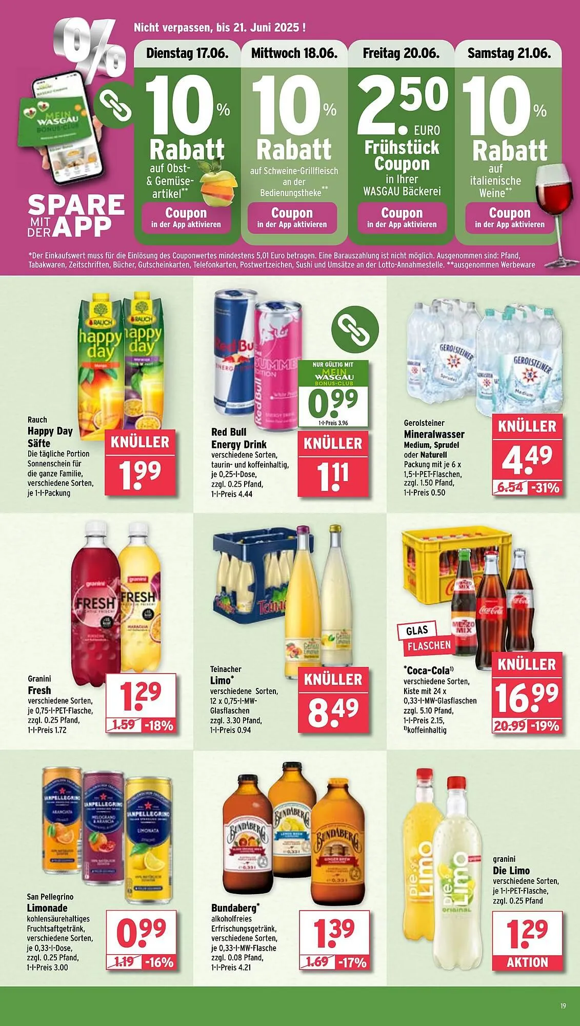 Wasgau Prospekt von 16. Juni bis 21. Juni 2025 - Prospekt seite 19