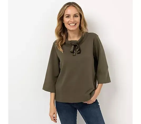 AMINATI® Sweatshirt, 3/4-Arm Stehkragen Verzierung figurumspielend