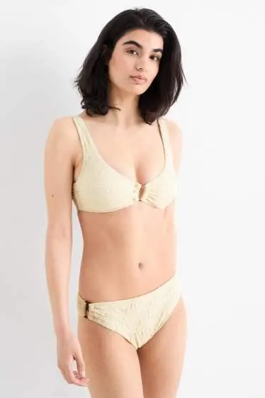 Bikini bottoms - mid-rise waist - LYCRA® XTRA LIFE™ - textured