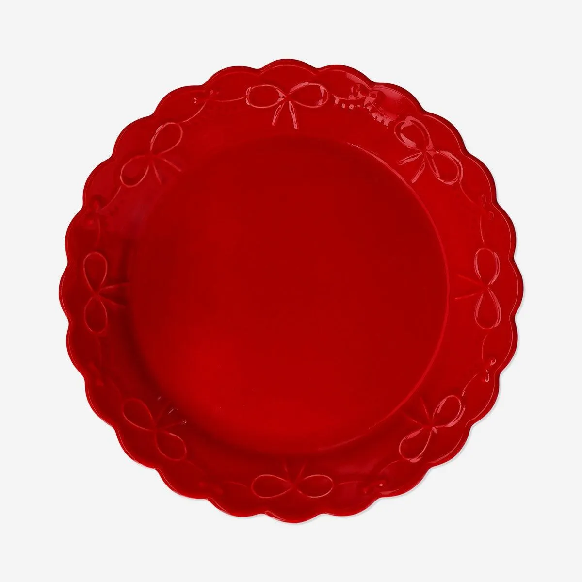 Red plate with embossed bow - 24 cm