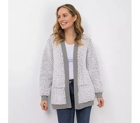 MONT CHALET Homewear-Cardigan Designauswahl Schäfchenfell aufgesetzte Taschen