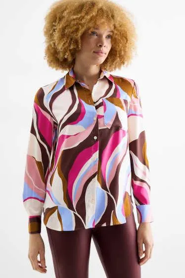 Satin blouse - patterned